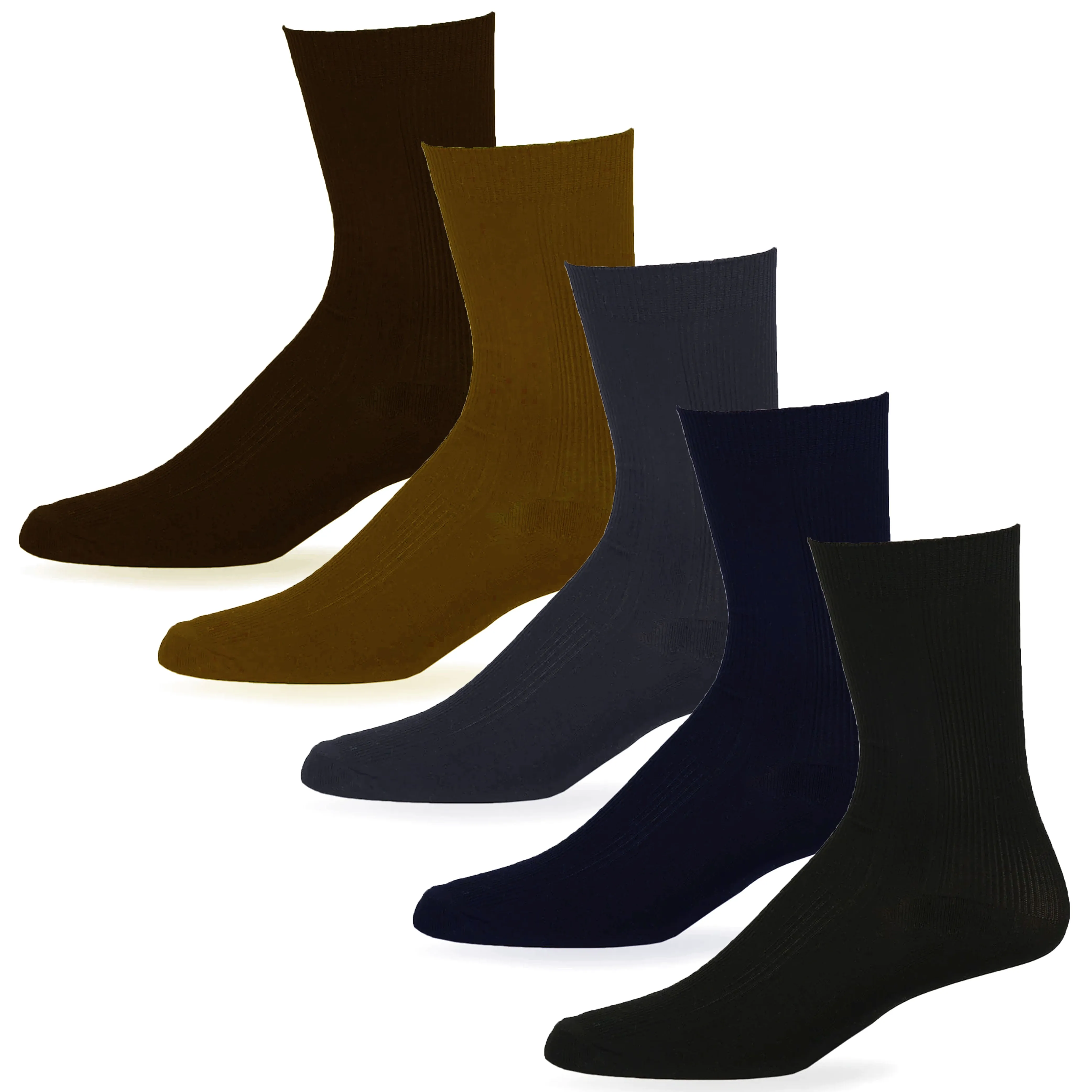 12 Pairs Men Dress Socks Work Business Casual Crew Solid Multicolor Wedding 9-11