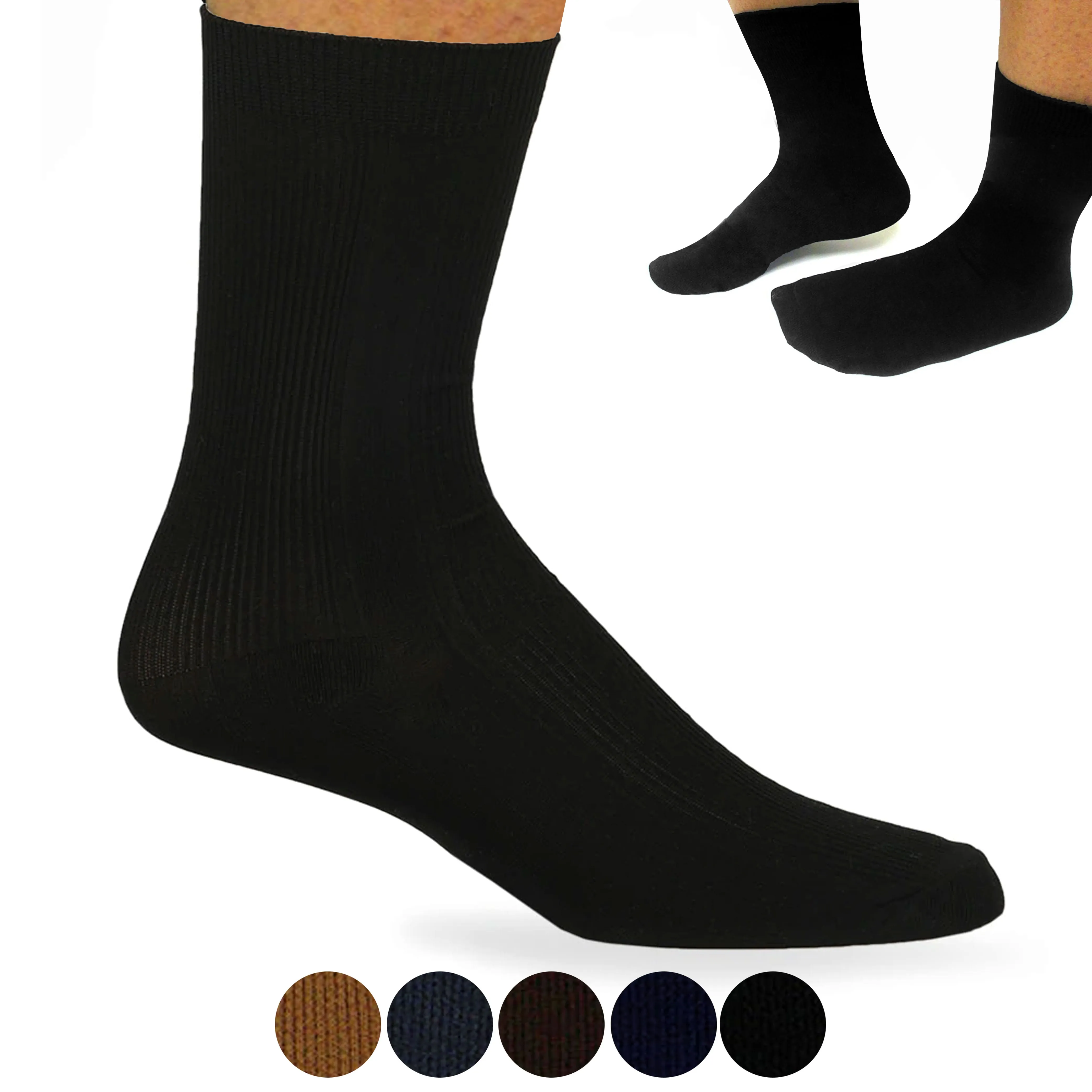 12 Pairs Men Dress Socks Work Business Casual Crew Solid Multicolor Wedding 9-11