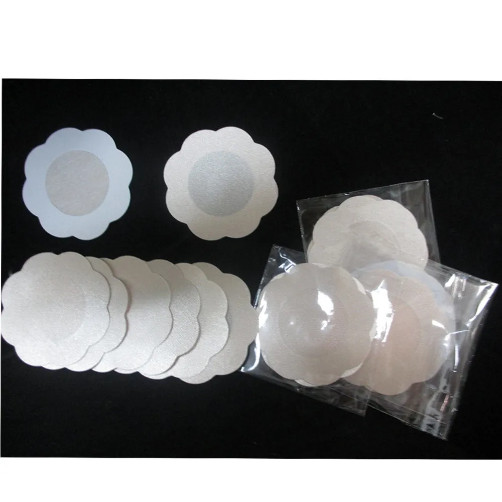 15 Pairs Nipple Pasties Satin Flower Beige Petal One Size Breast Fullness Covers