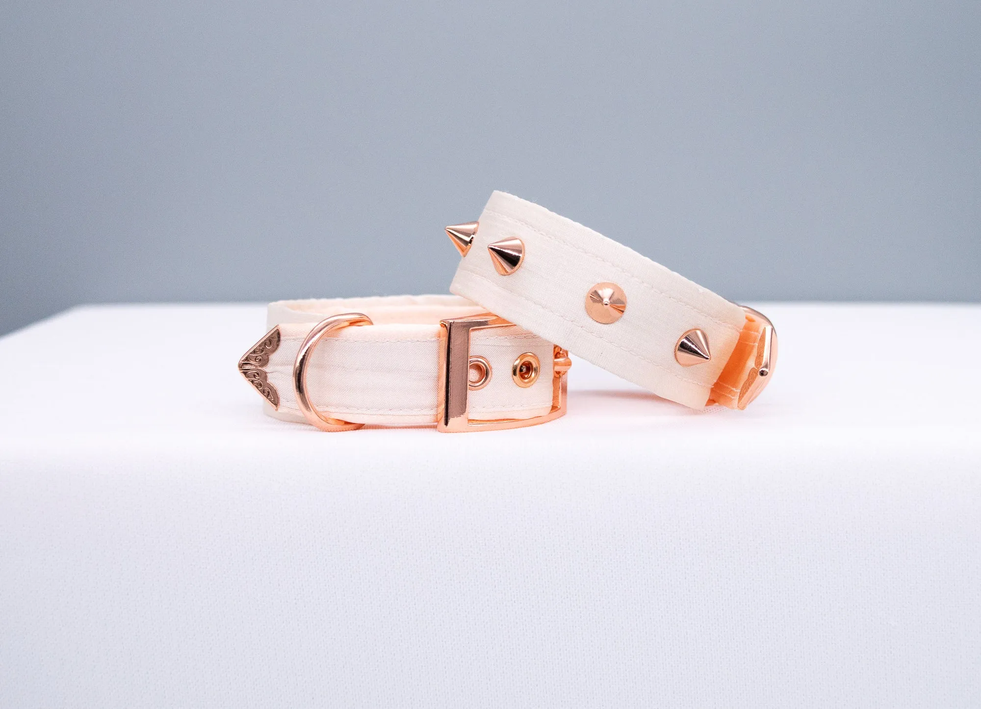 6" - 8" French Raw Silk Spiked ~ Rose Gold Cuffs