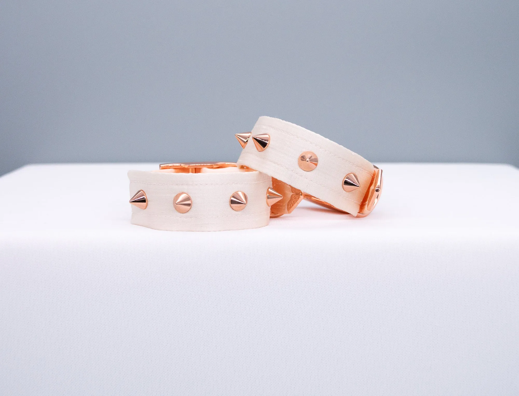 6" - 8" French Raw Silk Spiked ~ Rose Gold Cuffs