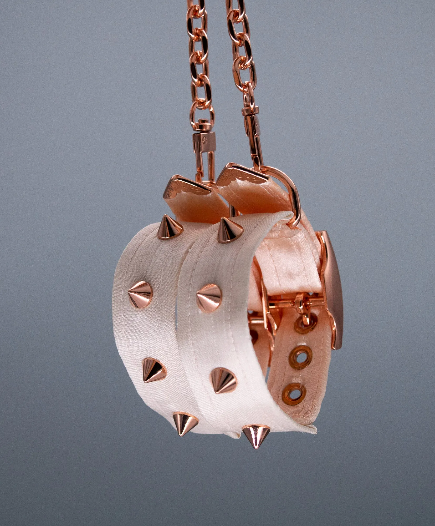 6" - 8" French Raw Silk Spiked ~ Rose Gold Cuffs