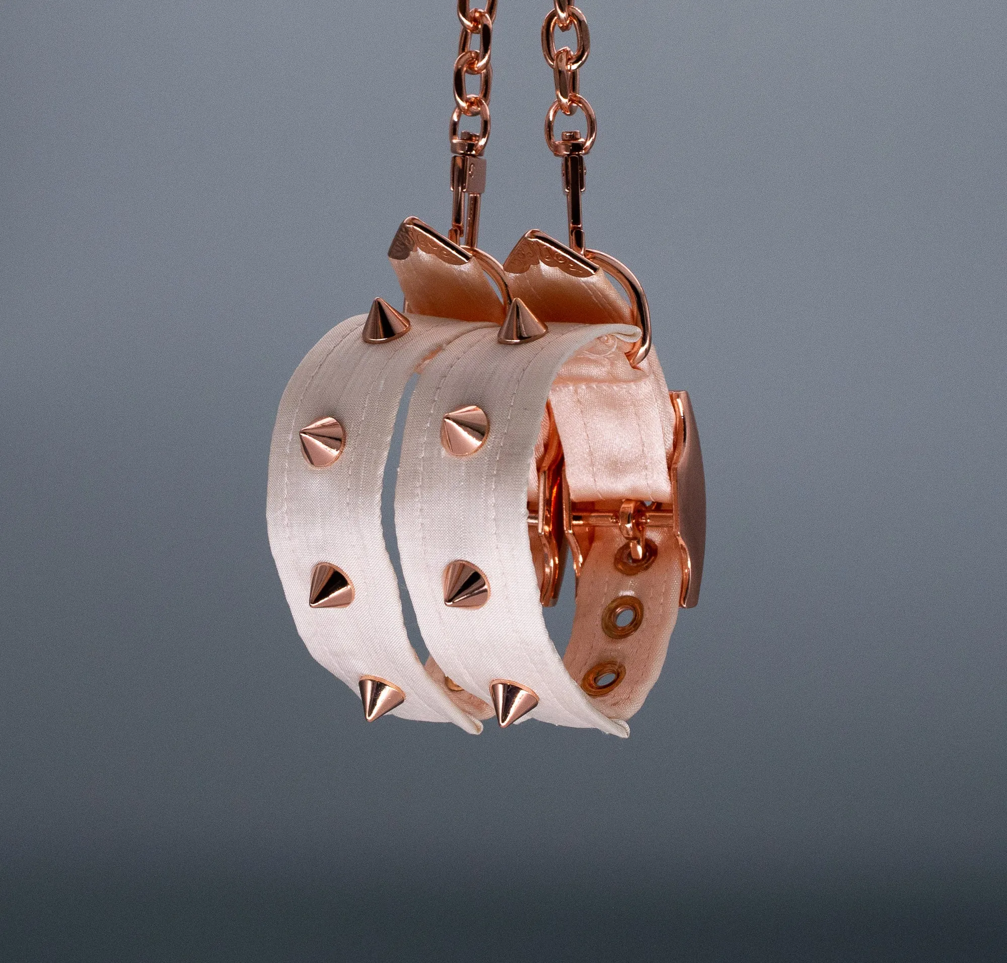 6" - 8" French Raw Silk Spiked ~ Rose Gold Cuffs