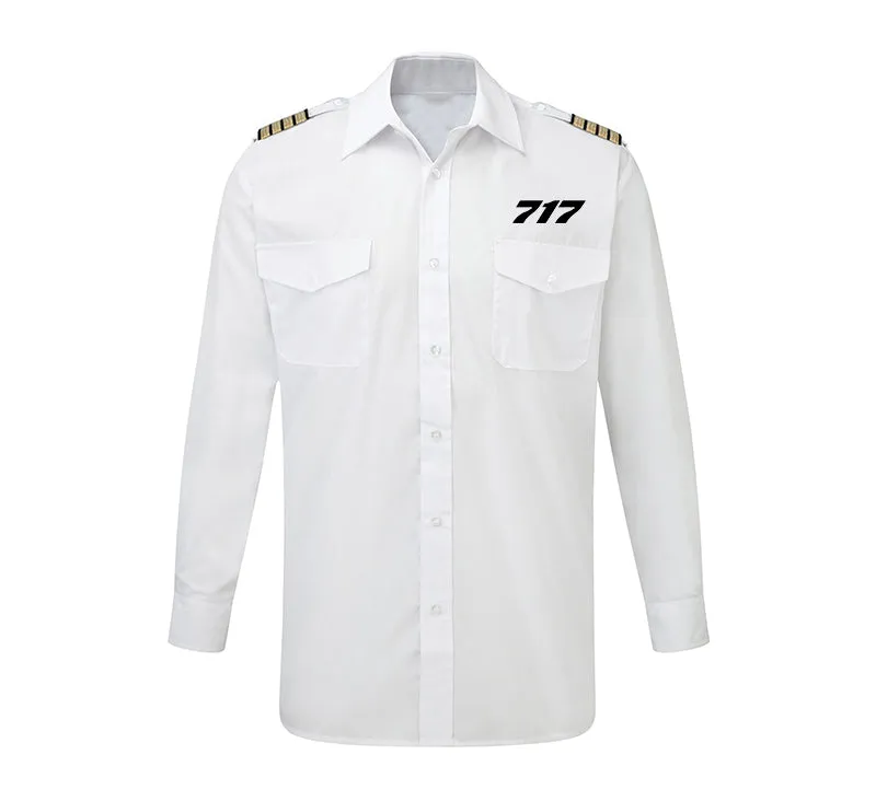 717 Flat Text Designed Long Sleeve Pilot Shirts