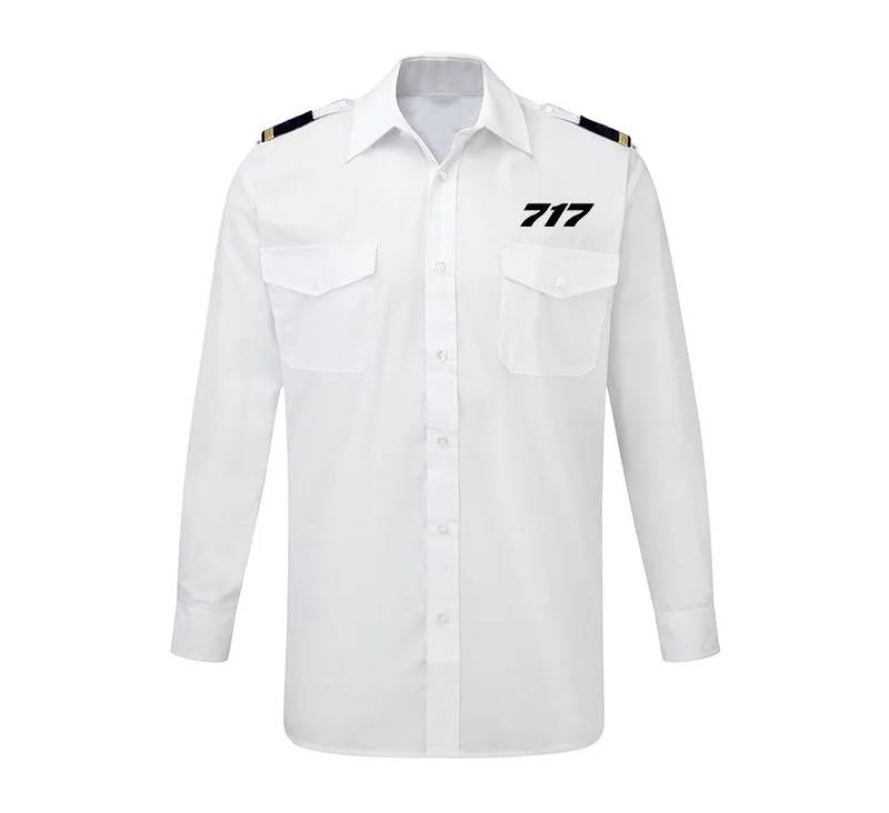 717 Flat Text Designed Long Sleeve Pilot Shirts