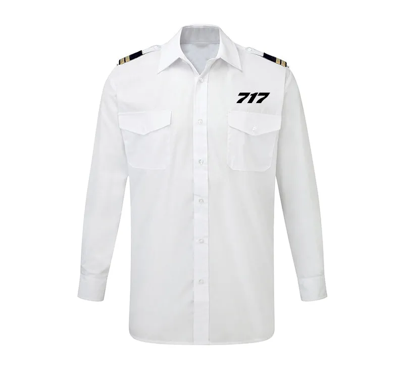 717 Flat Text Designed Long Sleeve Pilot Shirts