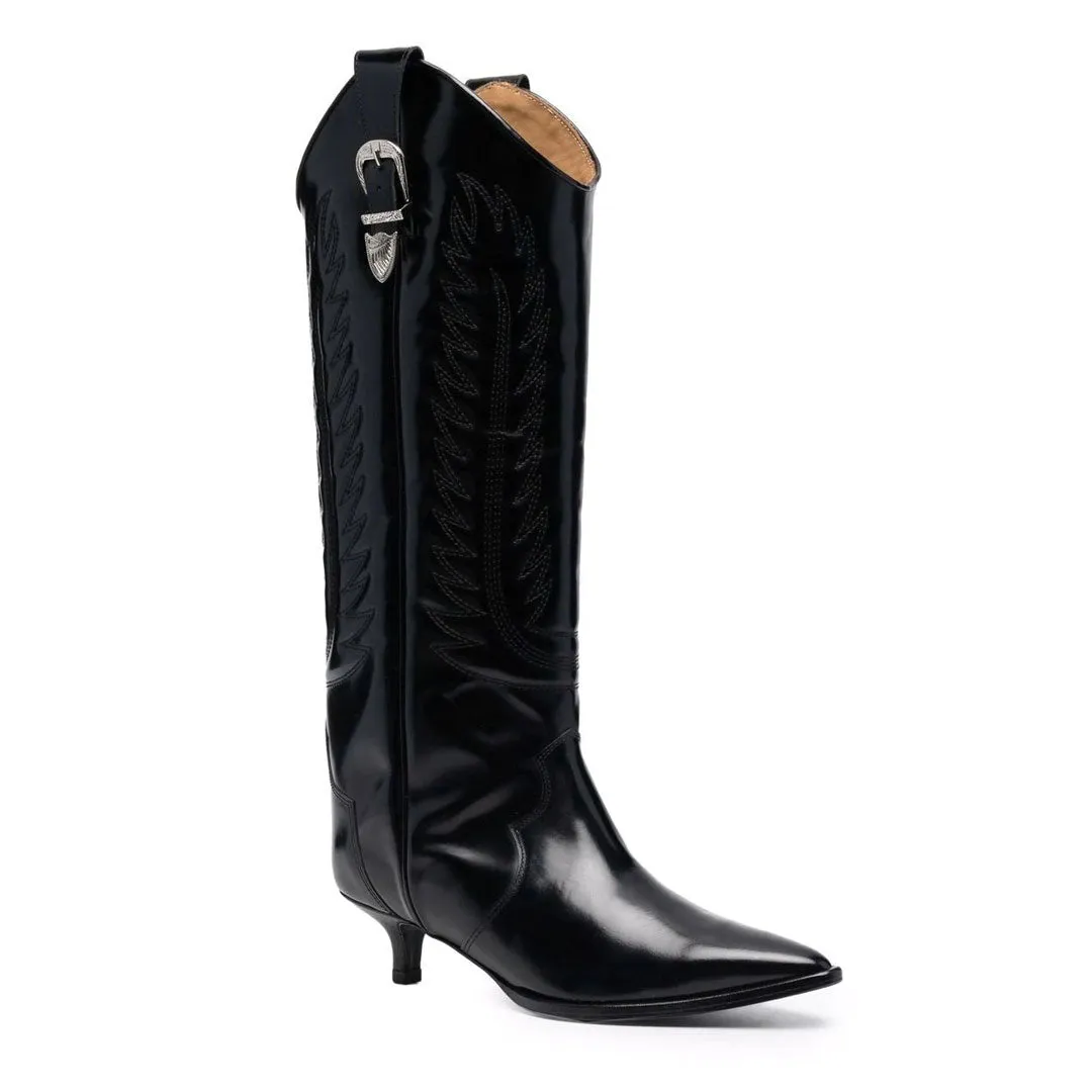 AJ1164 WESTERN BOOTS BLACK POLIDO