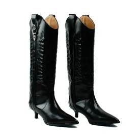 AJ1164 WESTERN BOOTS BLACK POLIDO