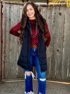 Black Long Puffer Vest by Alice - Optimized for E-commerce