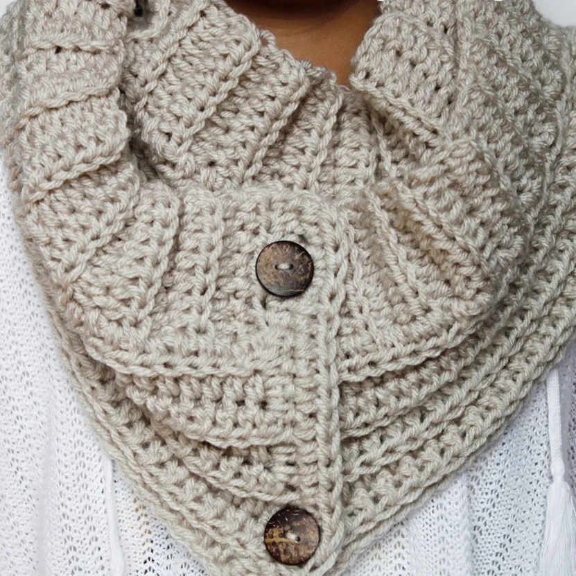 Andy Button Scarf PDF Crochet Pattern - Digital Download