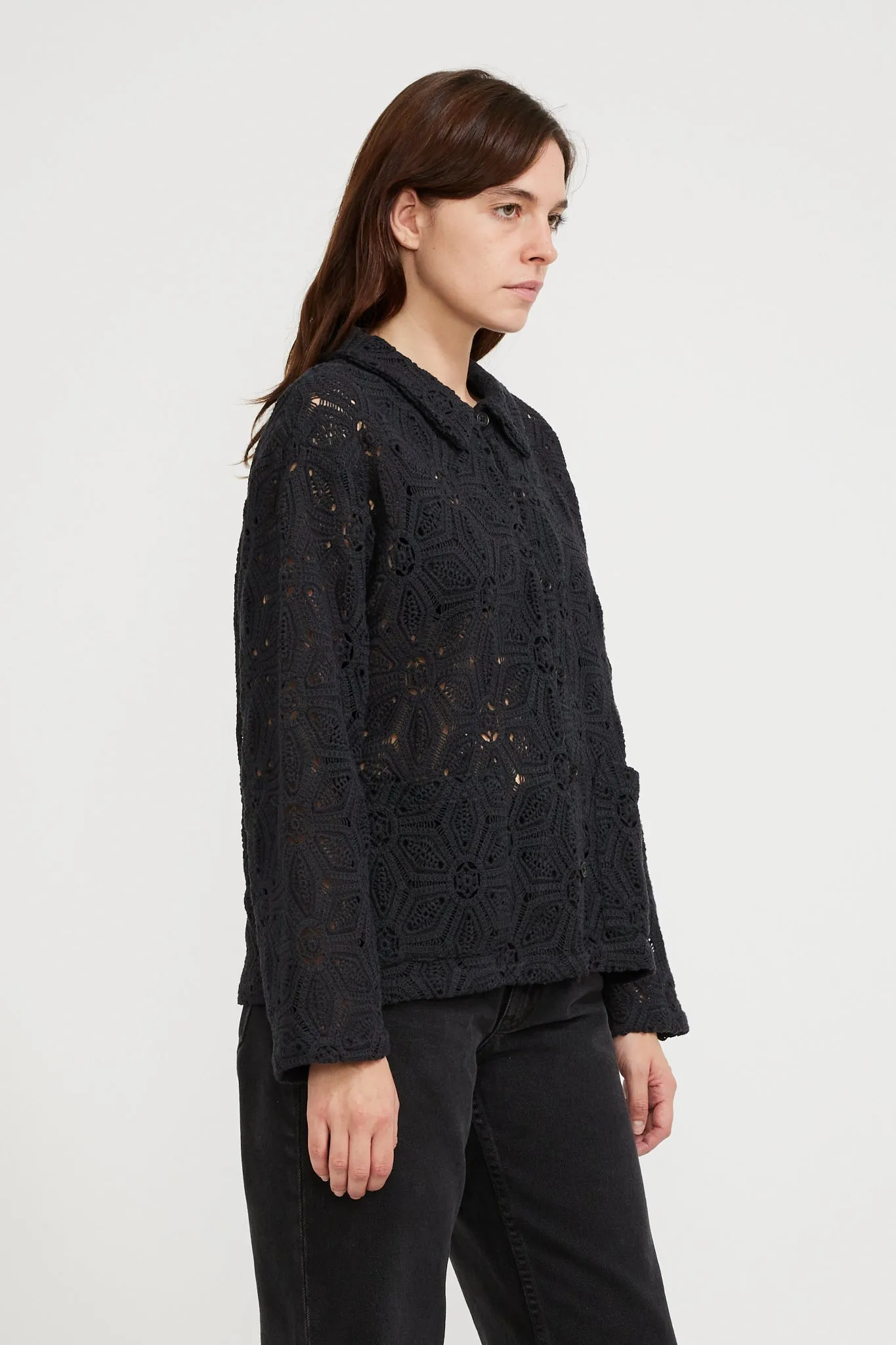 Anita Crochet Cardigan Black