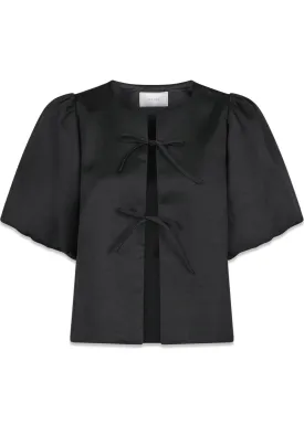 Aska Dull Satin Blouse - Black