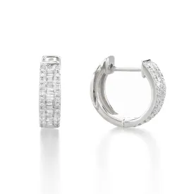 Baguette Hoops White Gold