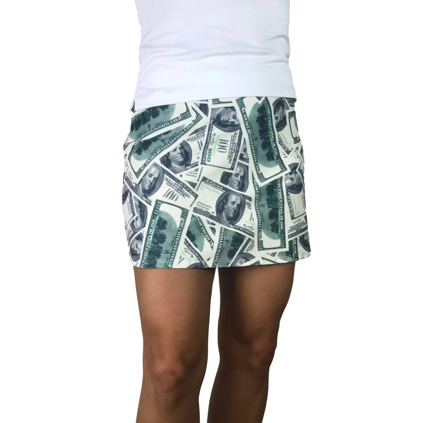Benjamins Money Print Athletic Slim Golf Skort