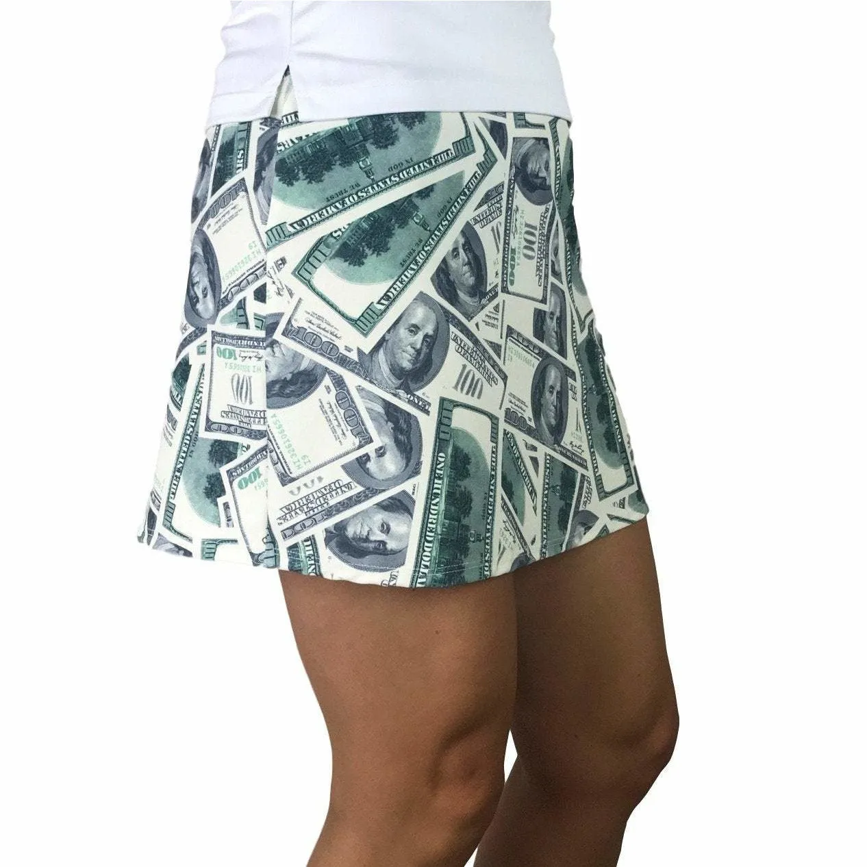 Benjamins Money Print Athletic Slim Golf Skort