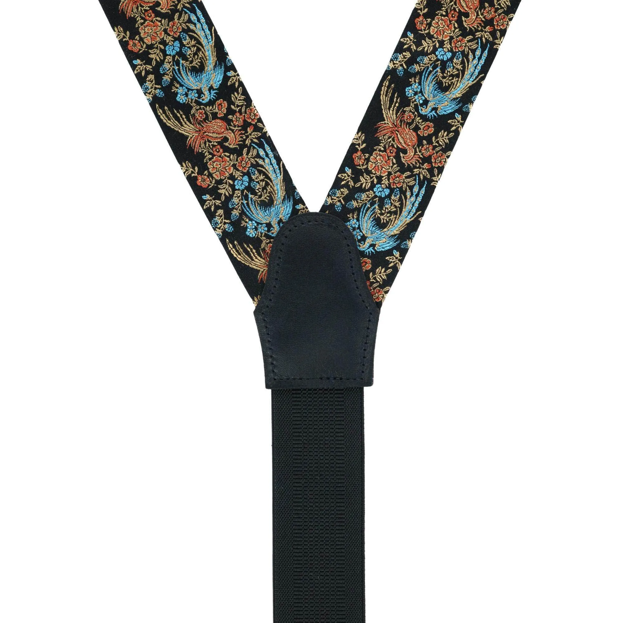 Birds of Prosperity Silk Button End Braces and Necktie Set