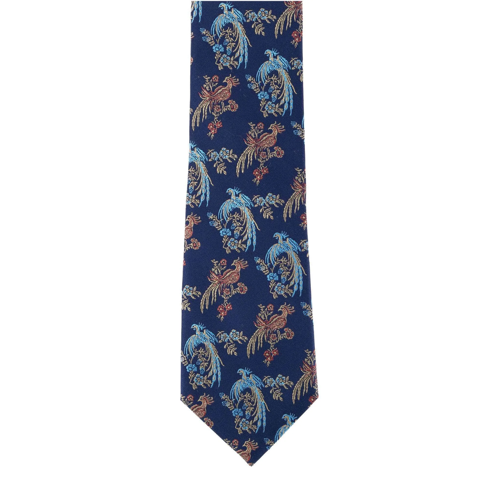 Birds of Prosperity Silk Button End Braces and Necktie Set