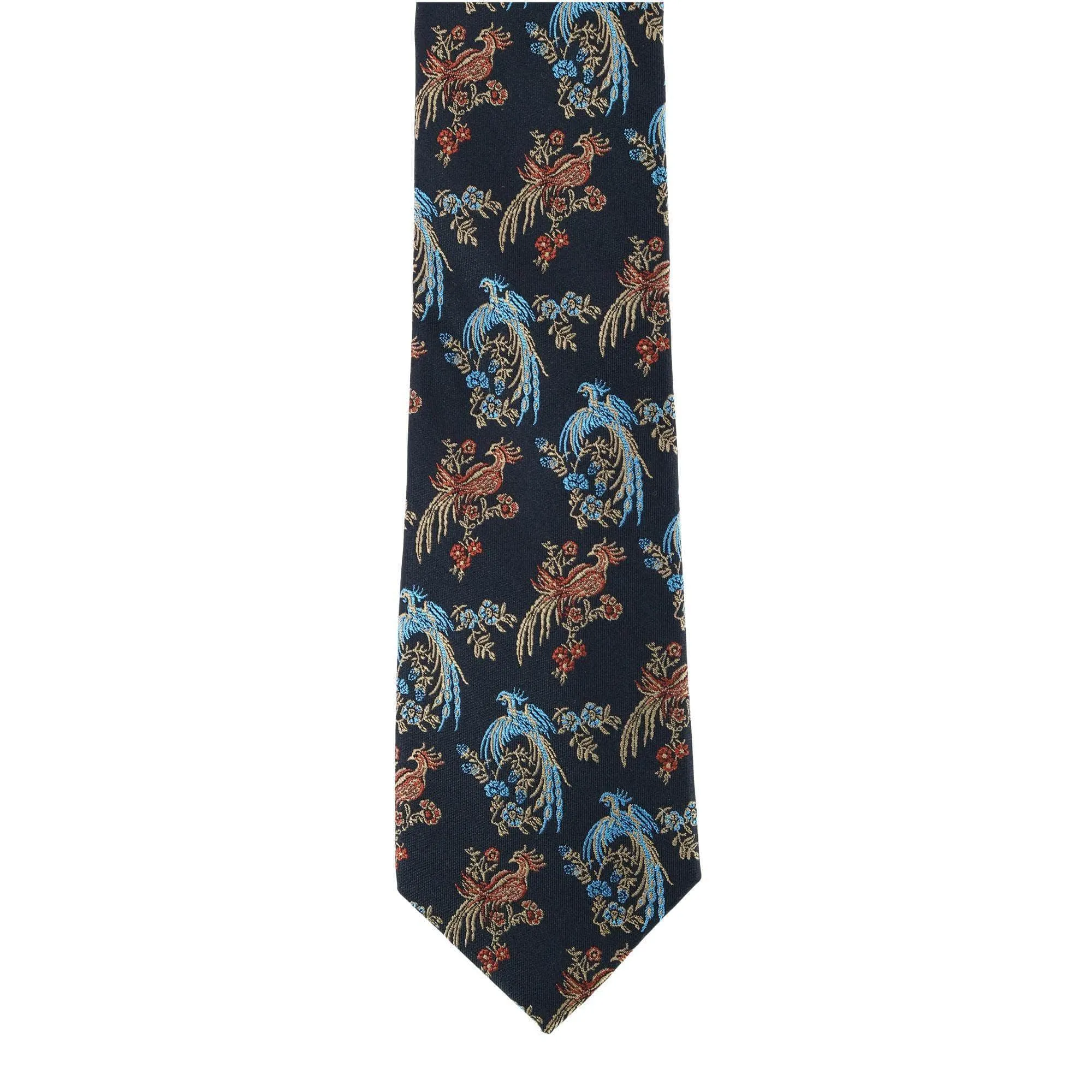 Birds of Prosperity Silk Button End Braces and Necktie Set