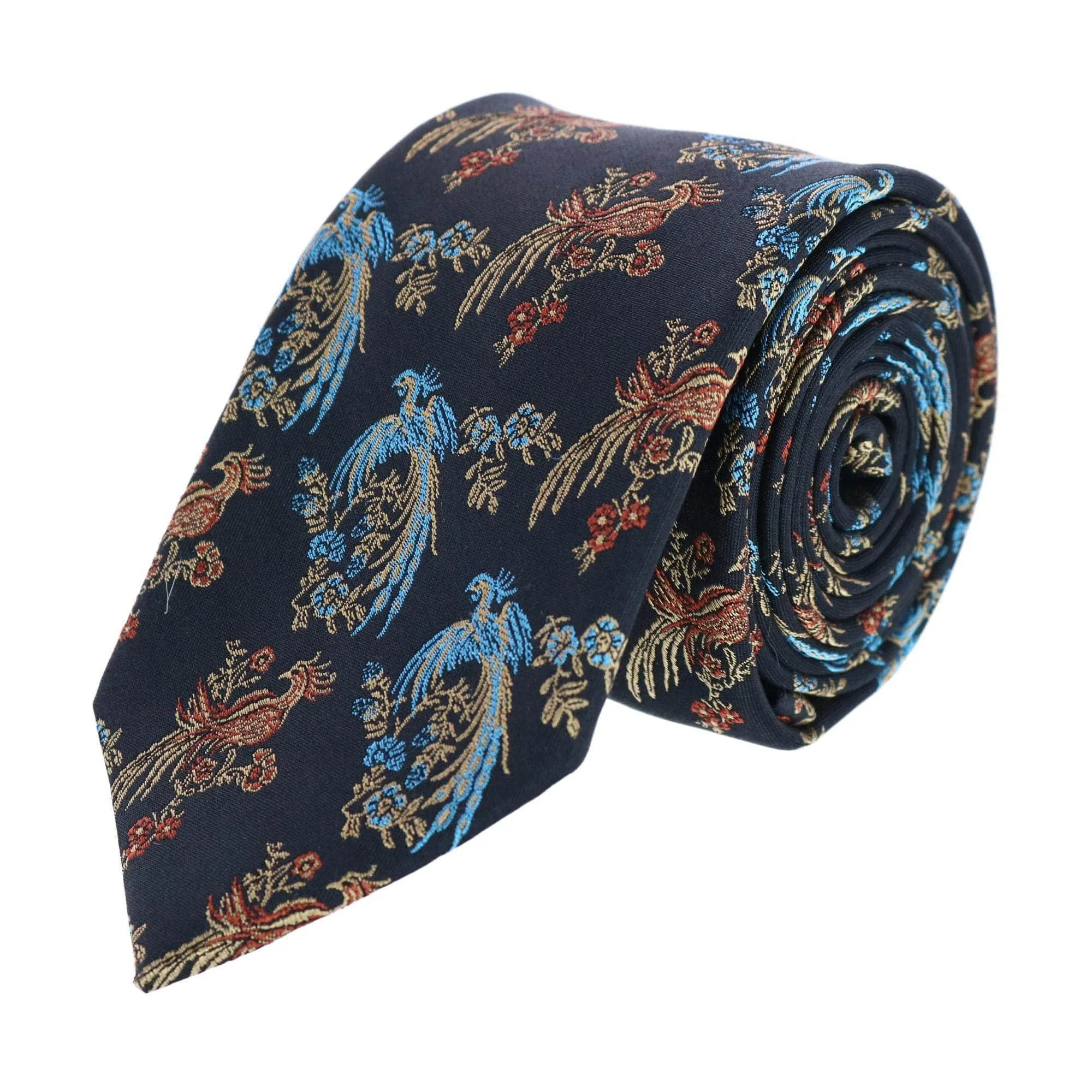 Birds of Prosperity Silk Button End Braces and Necktie Set