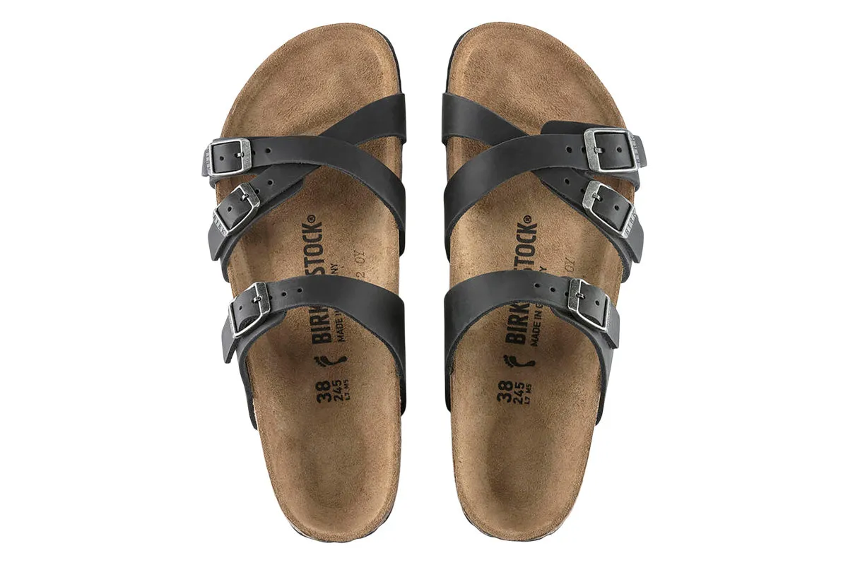 Birkenstock Franca R Black Oiled Leather Womens