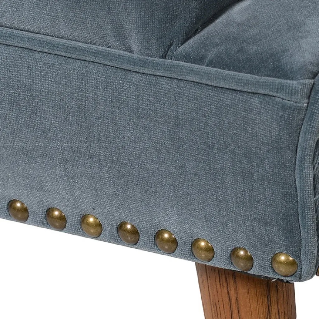 Blue Velvet Curved Armchair