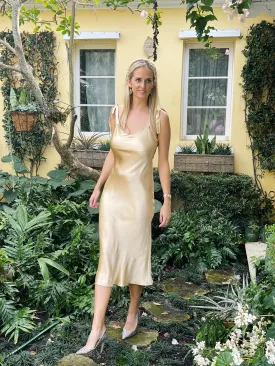 Bow Tie Silk Midi Dress