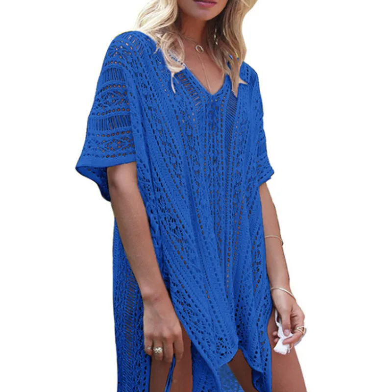 Casual Knit Crochet Hollow Out Bikini Cover Up Wholesale Womens Clothing