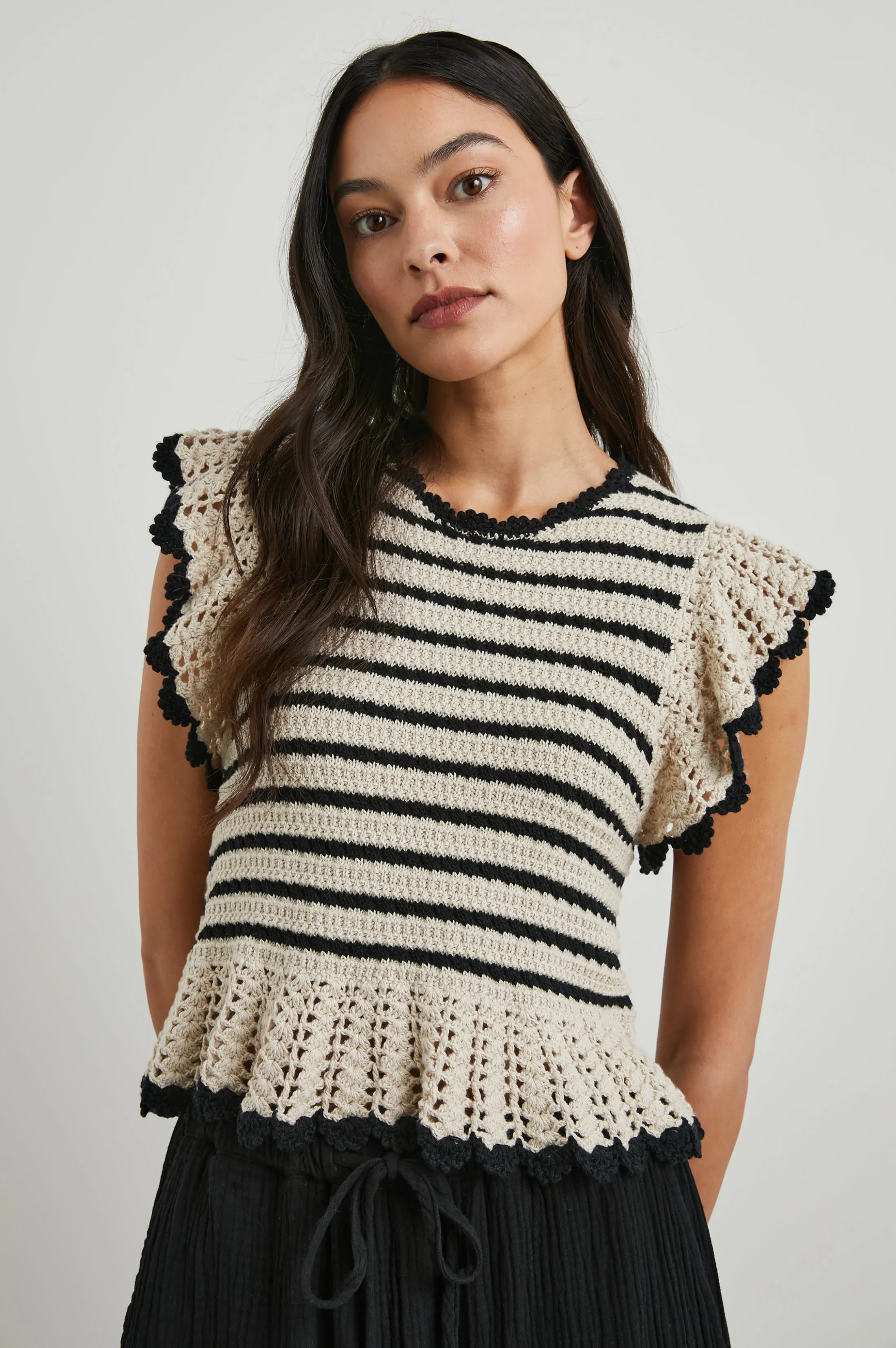 COEN TOP - OATMEAL BLACK