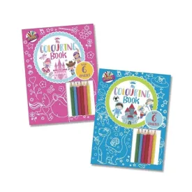 Colouring Book With Colouring Pencils - Blue Fun Kids Cute Pictures