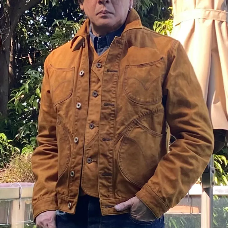 DDL 327-TYLER LUCKY-GOLD REGULAR FIT TYPE 4 DOUBLE DYED CANVAS JACKET -12OZ-GOLD