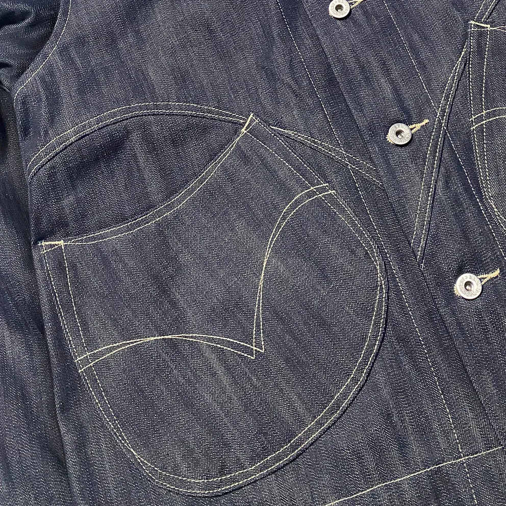 DDL 330R-TYRONE LUCKY-13P REGULAR FIT 2 POCKET JACKET WHITE OAKS CONES PIMA COTTON DENIM-13OZ-RAW INDIGO