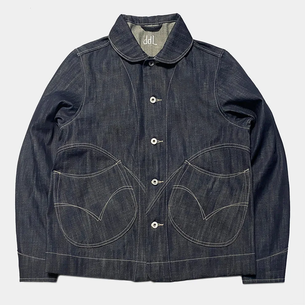 DDL 330R-TYRONE LUCKY-13P REGULAR FIT 2 POCKET JACKET WHITE OAKS CONES PIMA COTTON DENIM-13OZ-RAW INDIGO