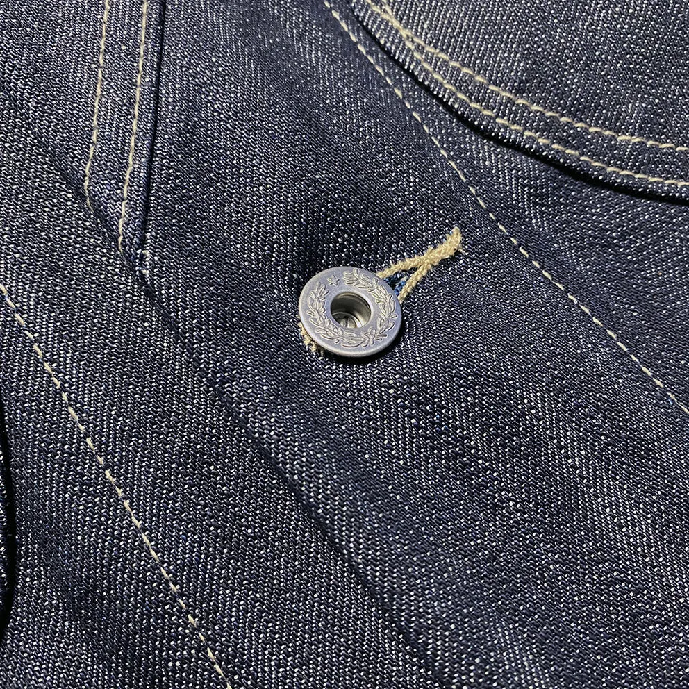 DDL 330R-TYRONE LUCKY-13P REGULAR FIT 2 POCKET JACKET WHITE OAKS CONES PIMA COTTON DENIM-13OZ-RAW INDIGO