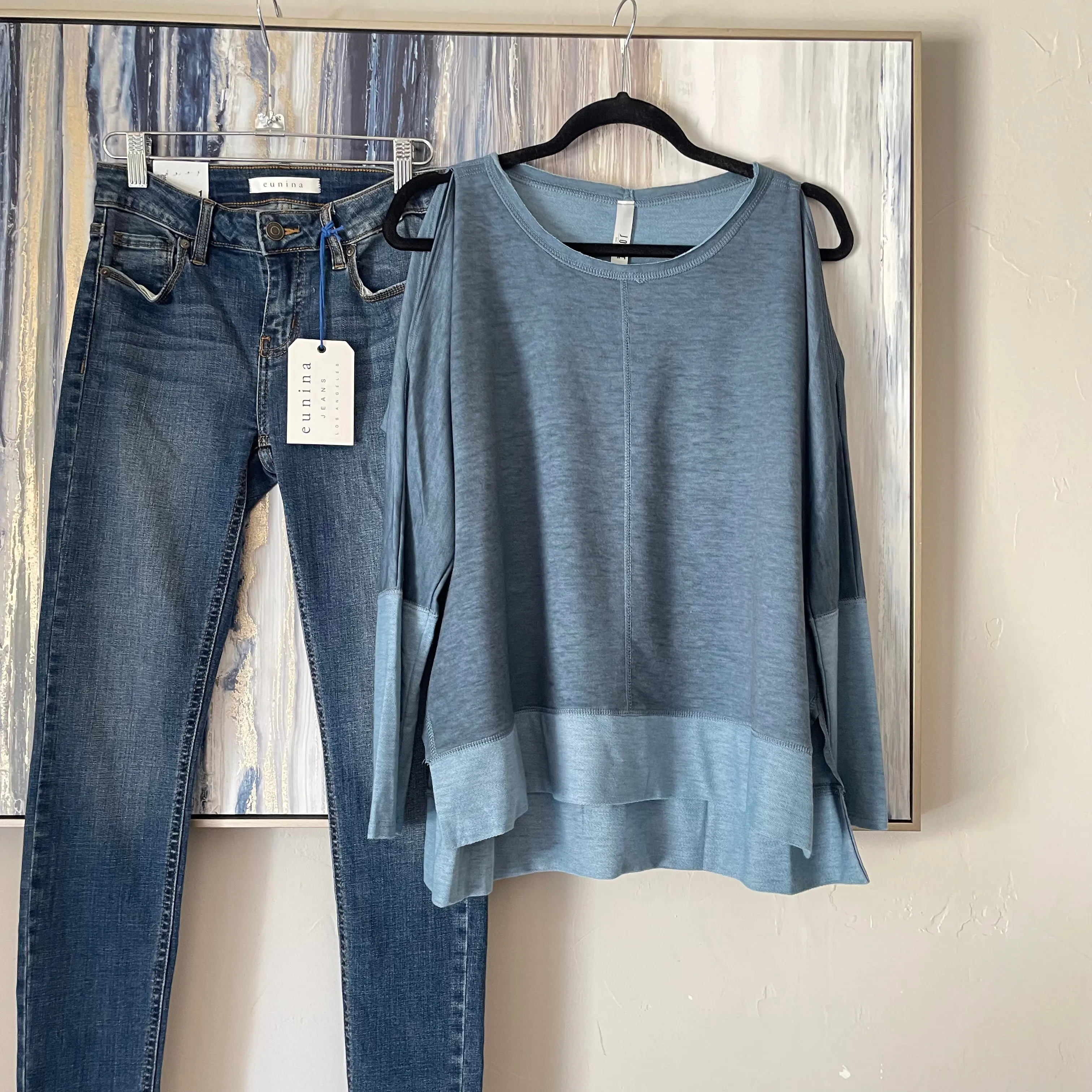 Denim Blue Cold Shoudler Top