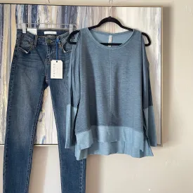 Denim Blue Cold Shoudler Top