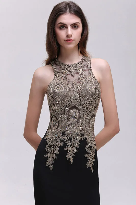 Elegant Sleeveless Mermaid Evening Dress | Prom Gown With Lace Appliques