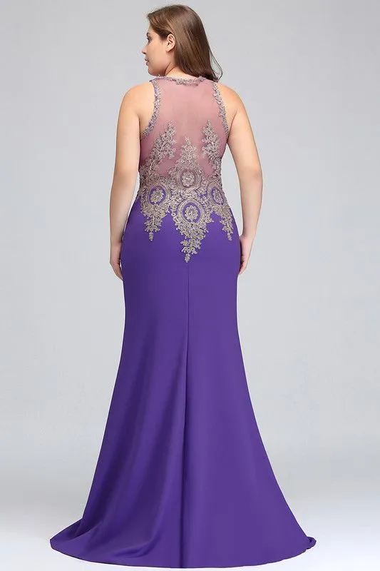 Elegant Sleeveless Mermaid Evening Dress | Prom Gown With Lace Appliques