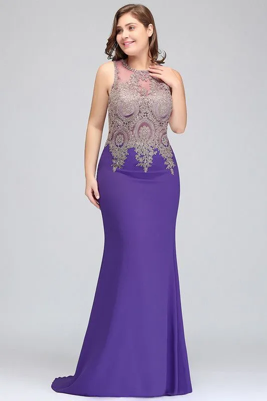 Elegant Sleeveless Mermaid Evening Dress | Prom Gown With Lace Appliques