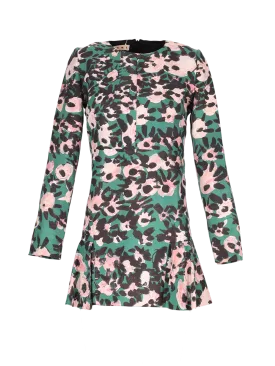 floral-print long-sleeve mini dress