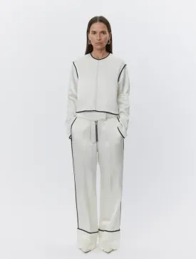 Gianna High Shine Piped Pant - Vanilla Ice
