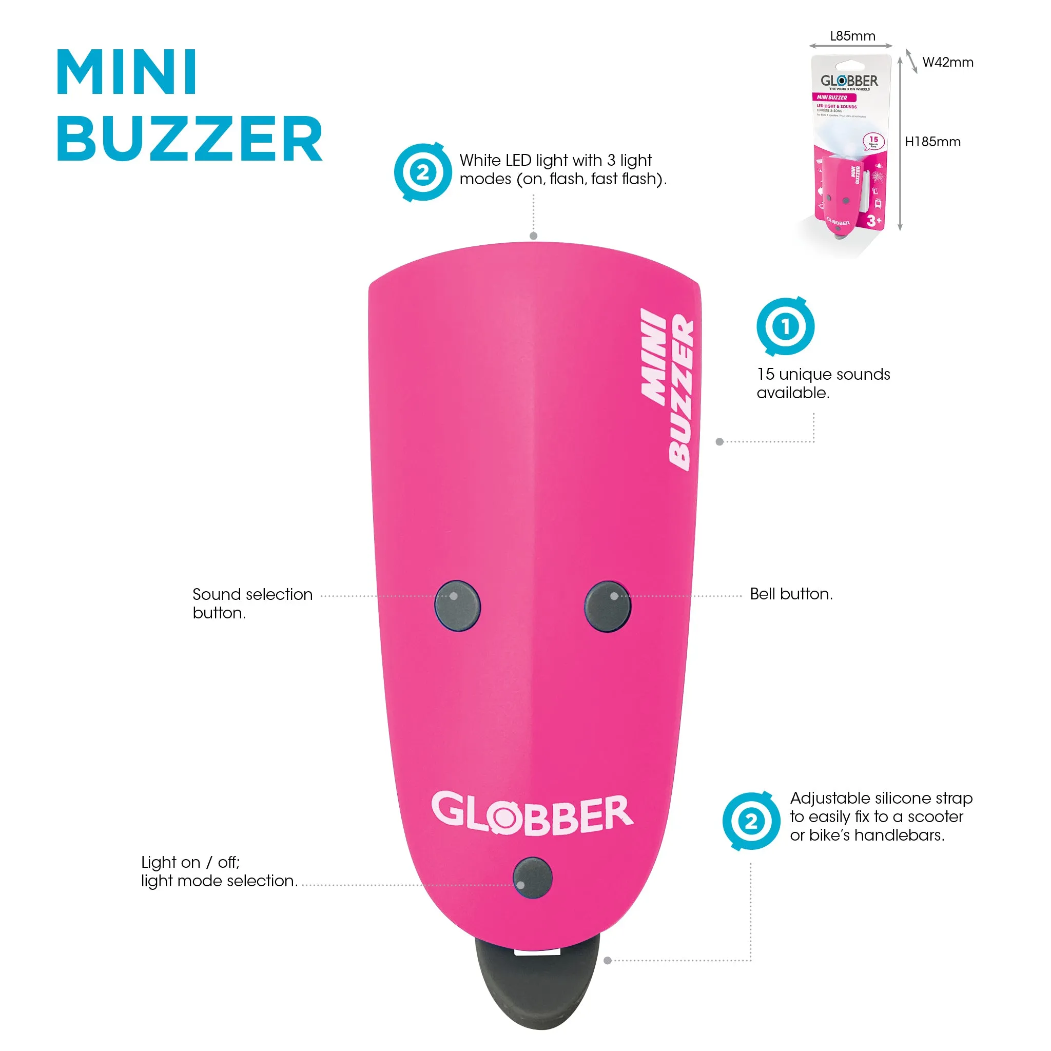 Globber Mini Buzzer - Deep Pink