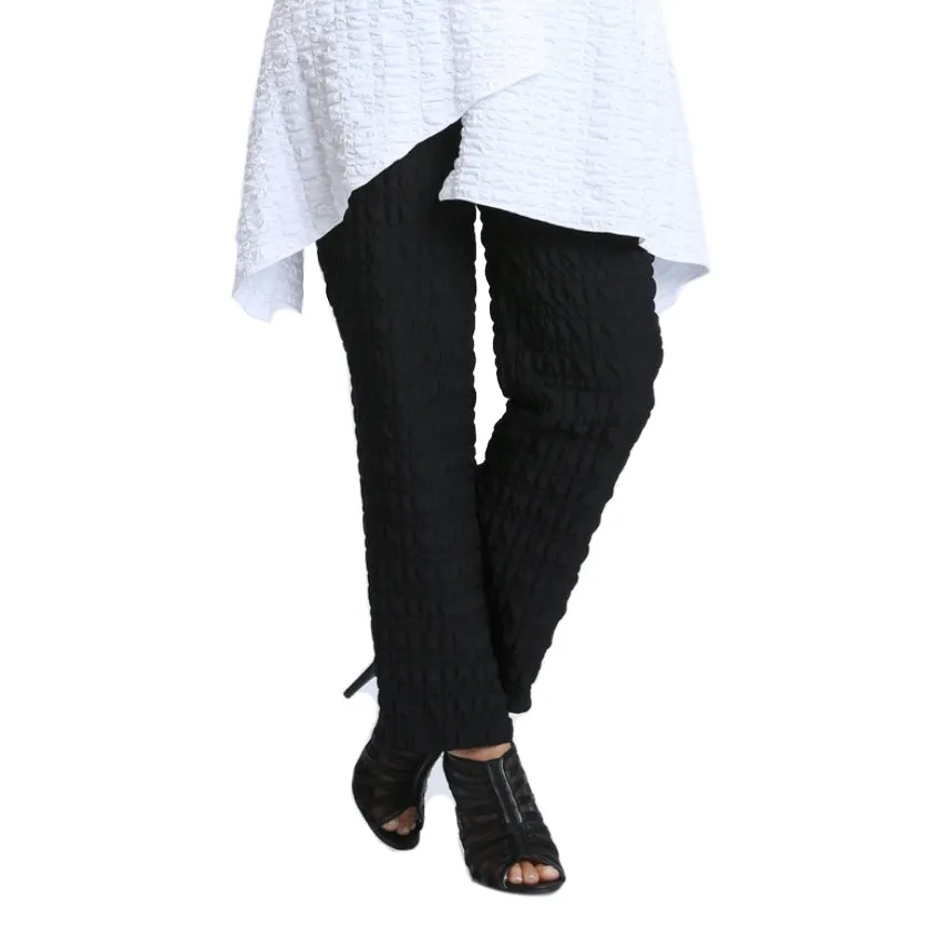 IC Collection Pull-On Textured Straight Leg Pant in Black - 2325P