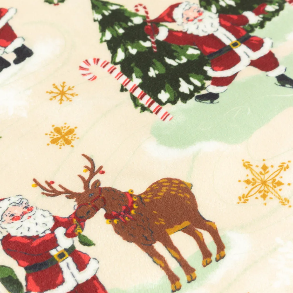 Jolly Santa Printed Velvet Xmas Stocking Multicolour