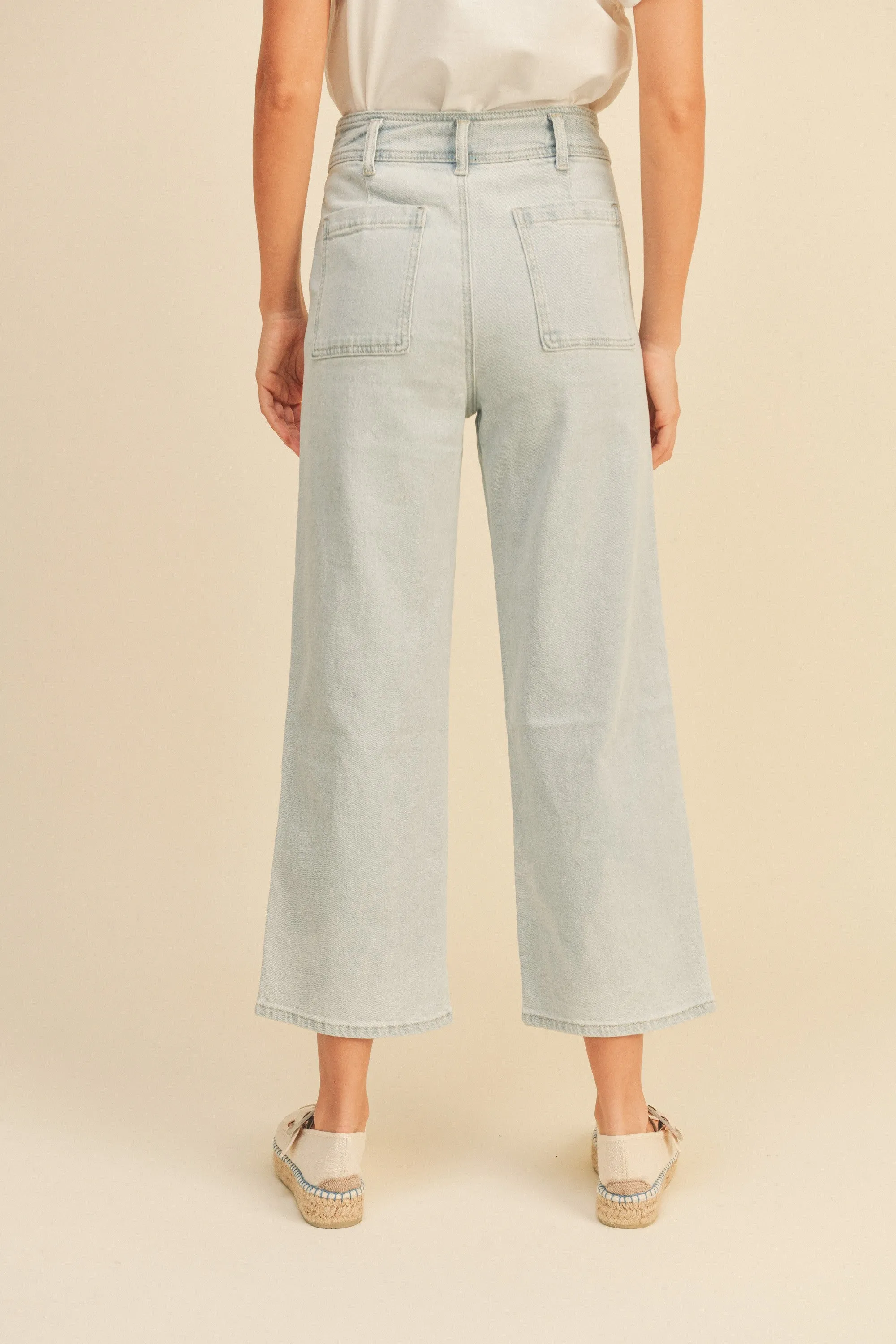 Large button front Wide Leg Jeans