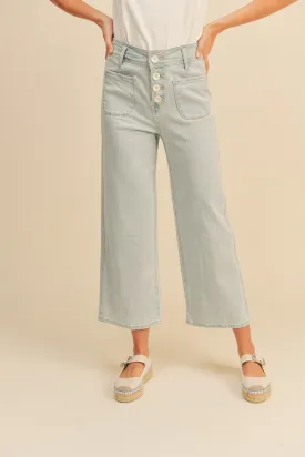 Large button front Wide Leg Jeans