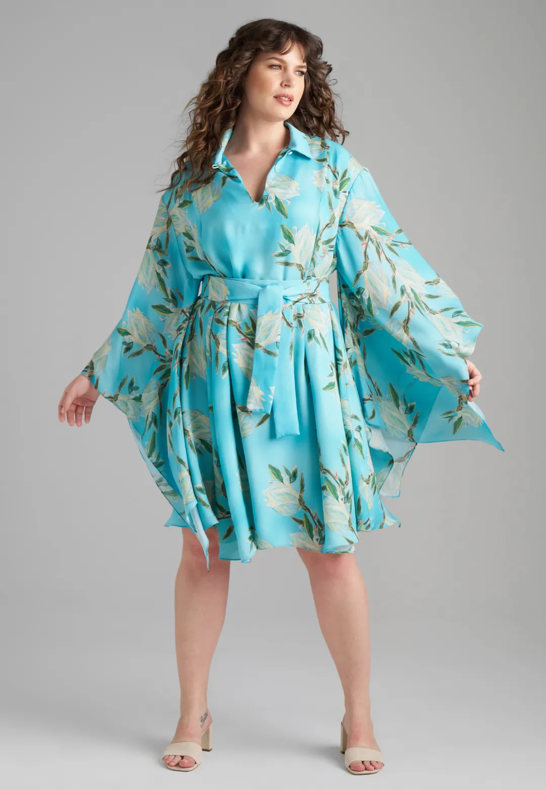 Minerva Silk Dress in Blooming Yucca