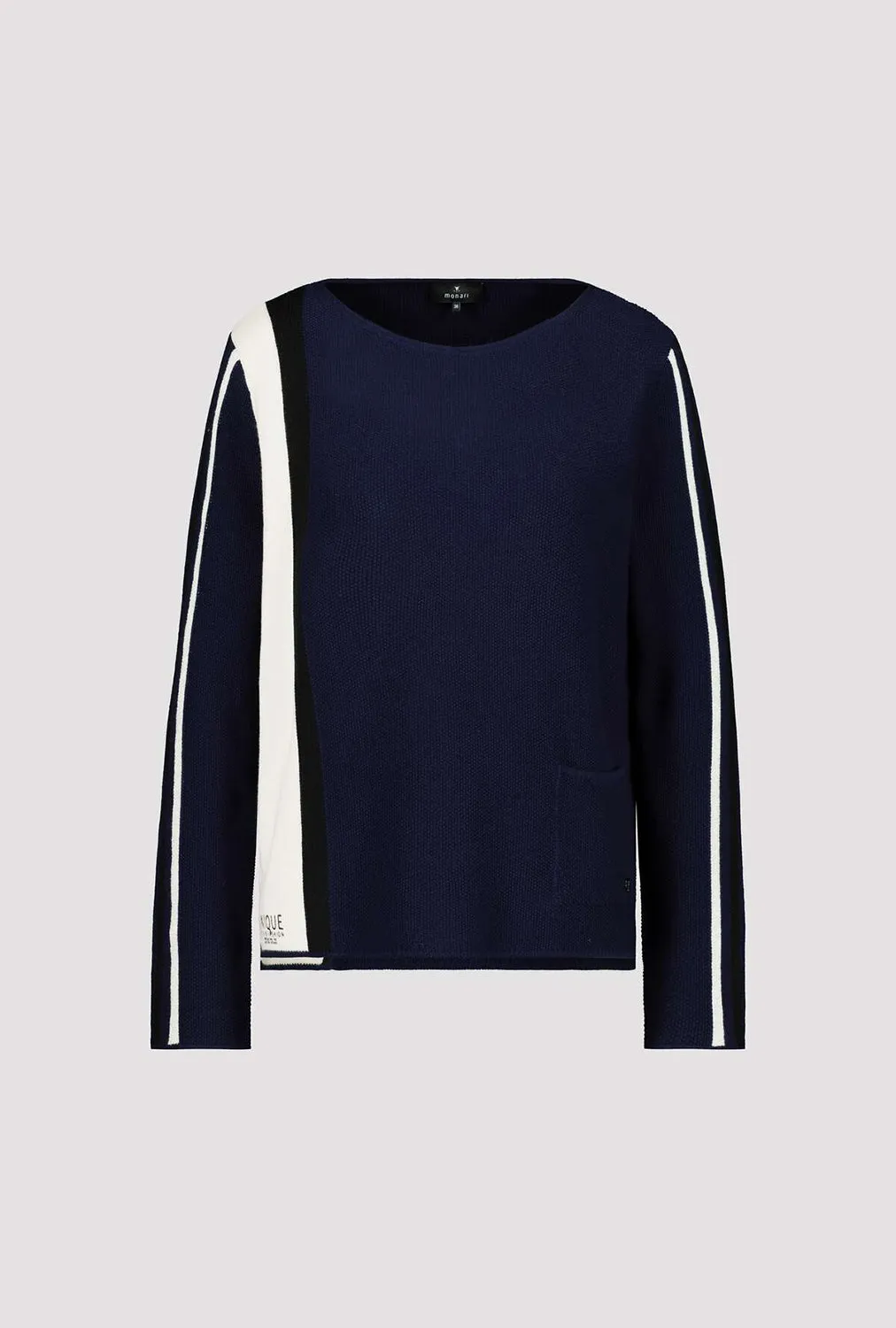 Monari Round Neck Knit with Contrast Trim on Sleeves M806600