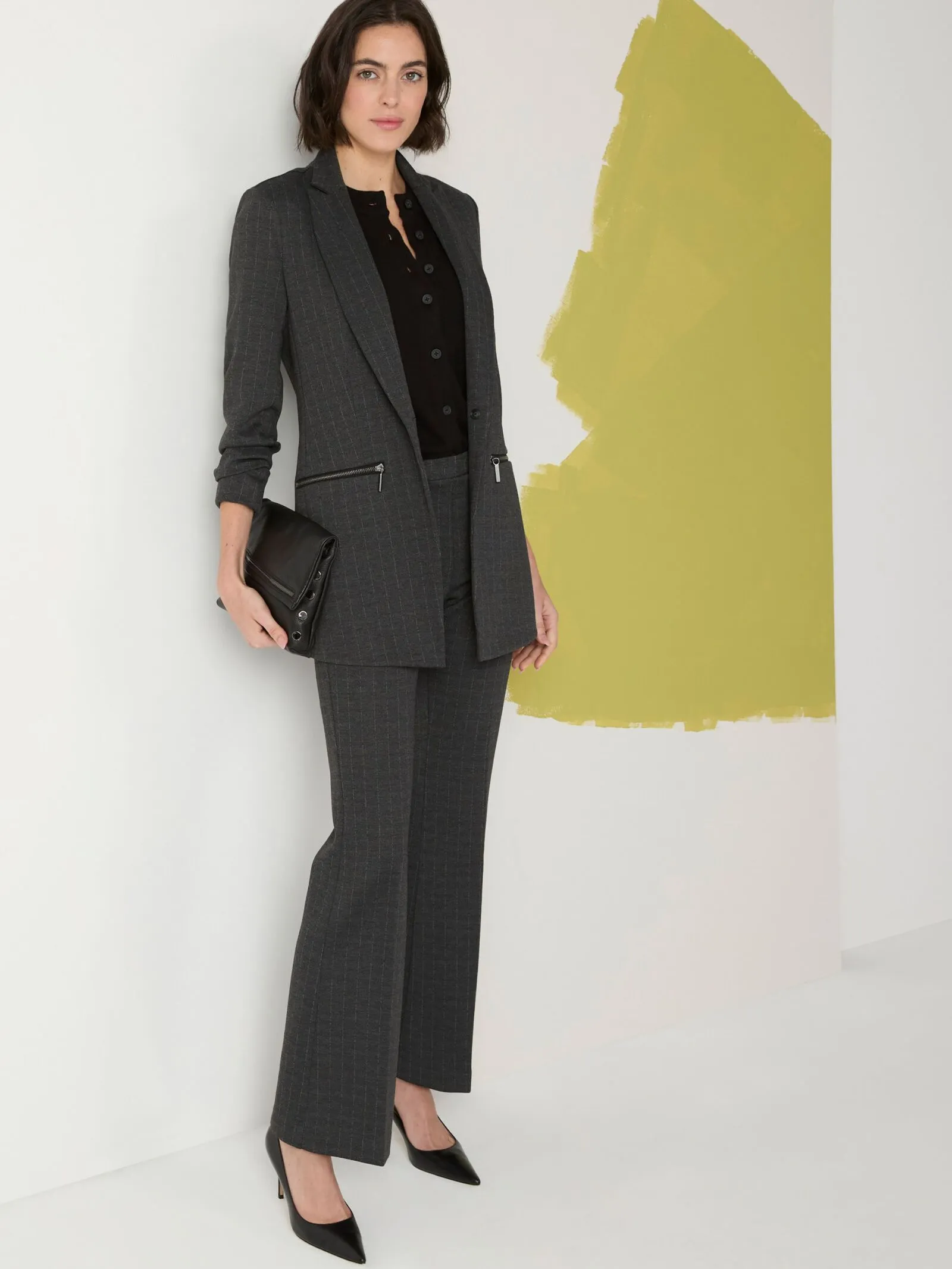 Nic   Zoe Pinstripe Ponte Boot Leg Pants