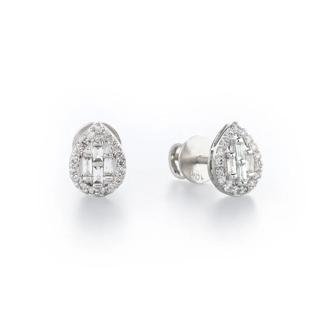 Pear Baguette Studs