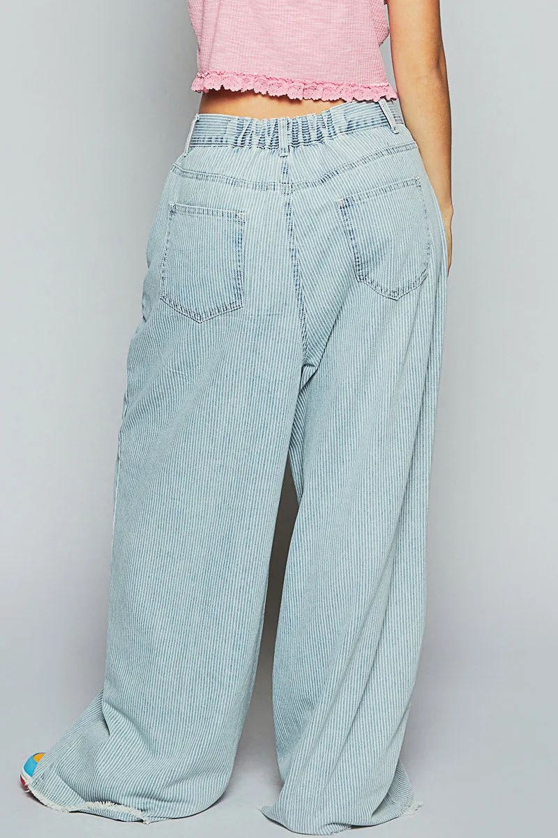 Pinstripe Patch Wide Leg Pants